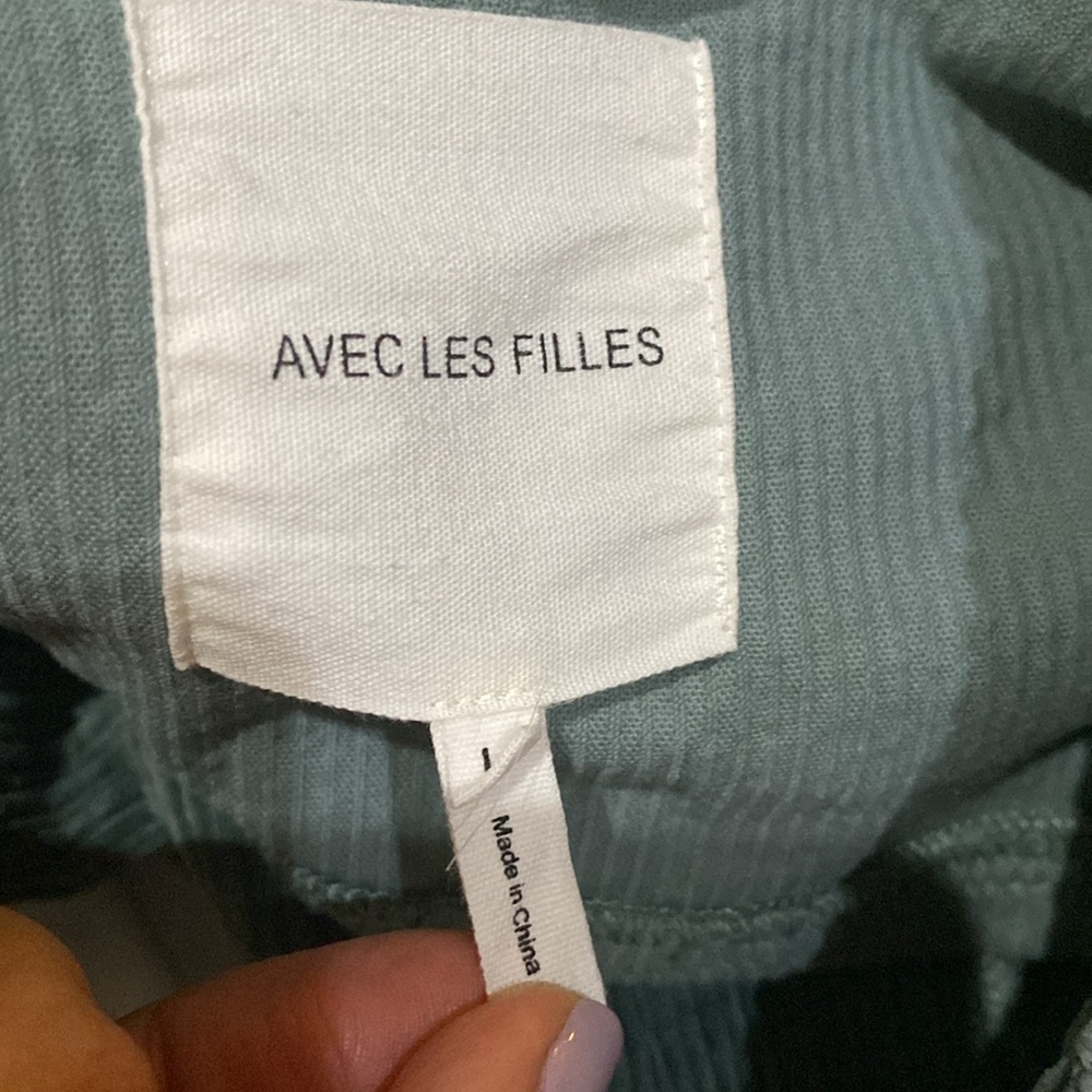 Anthropology Avec Les Filles Tegan Corduroy L Green 2Pockets Collar Button Front - Picture 7 of 9